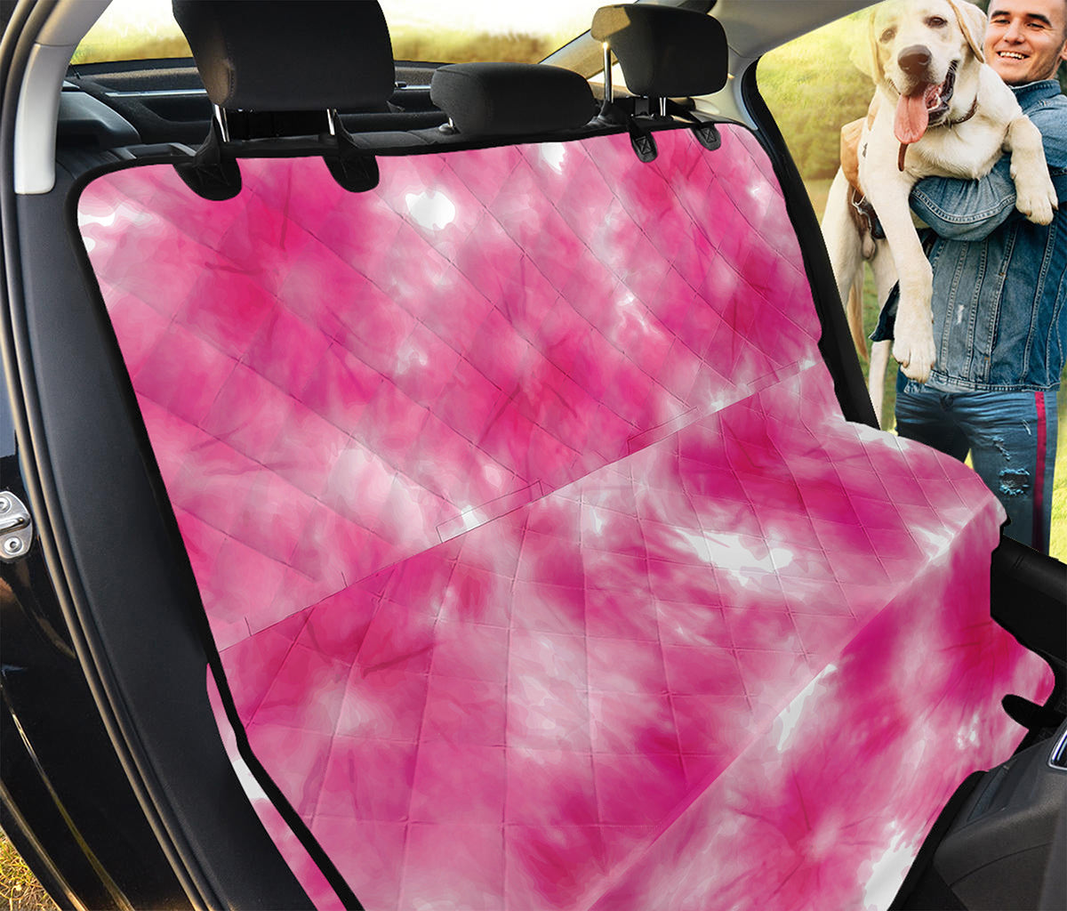 Pink Shibori Tie Dye Print Pet Car Back Seat Cover