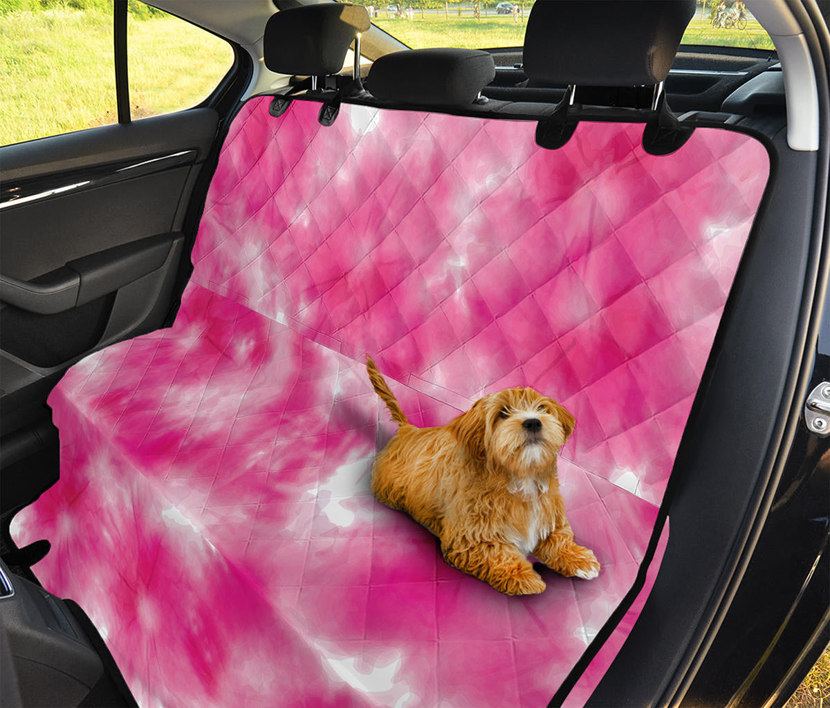 Pink Shibori Tie Dye Print Pet Car Back Seat Cover