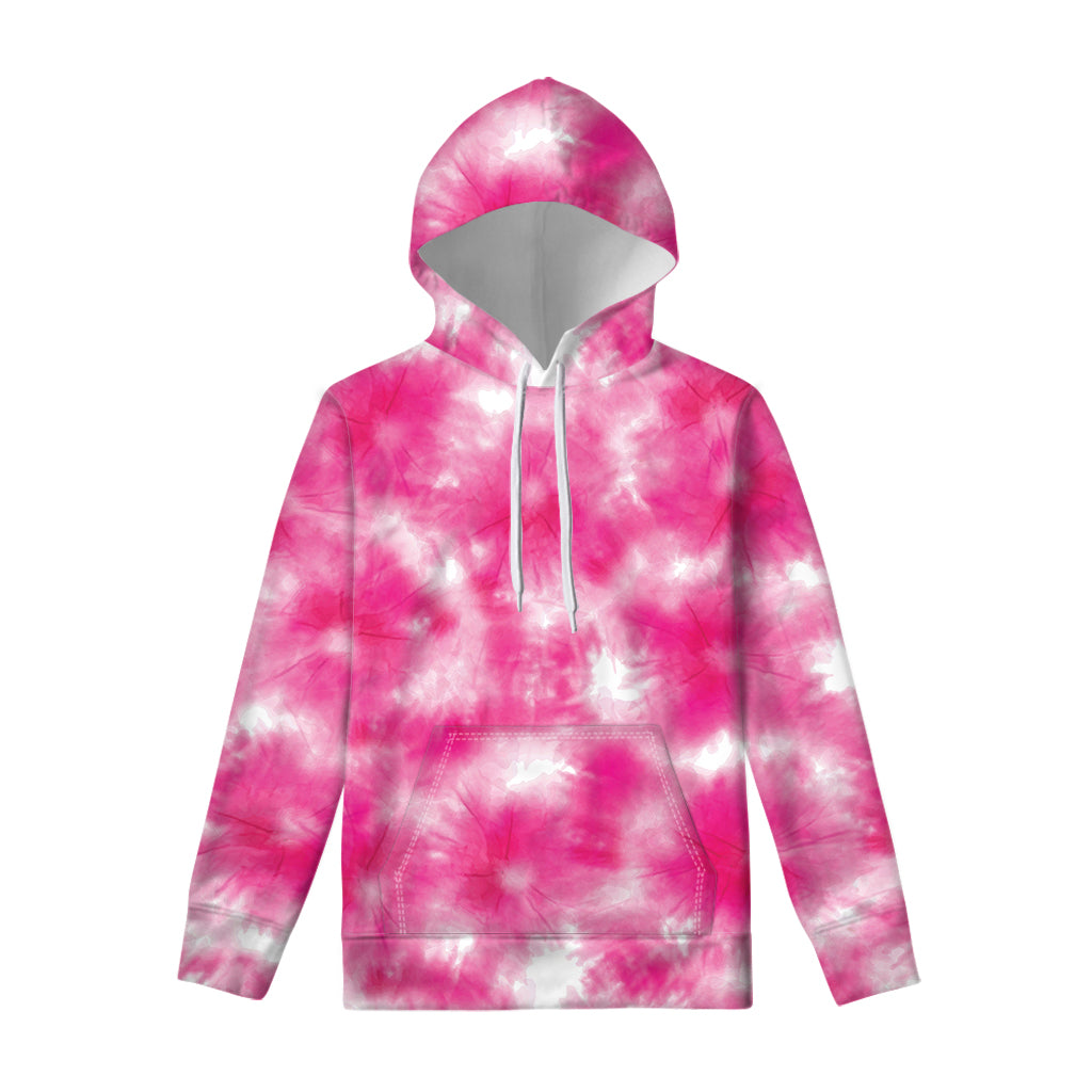 Pink Shibori Tie Dye Print Pullover Hoodie