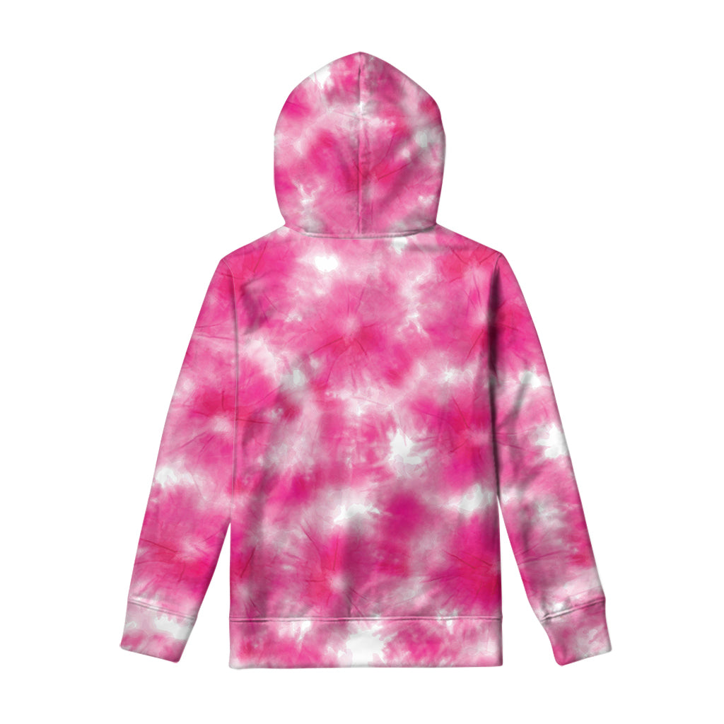 Pink Shibori Tie Dye Print Pullover Hoodie