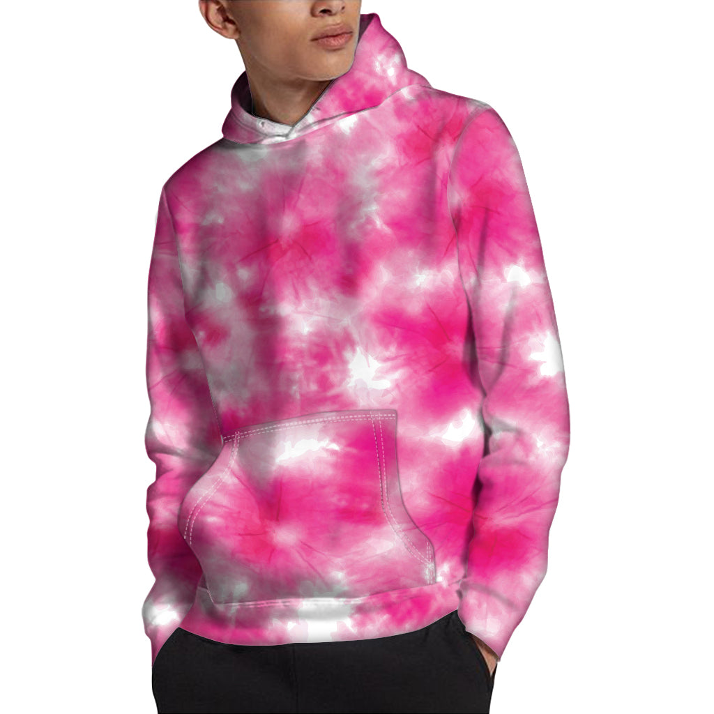 Pink Shibori Tie Dye Print Pullover Hoodie