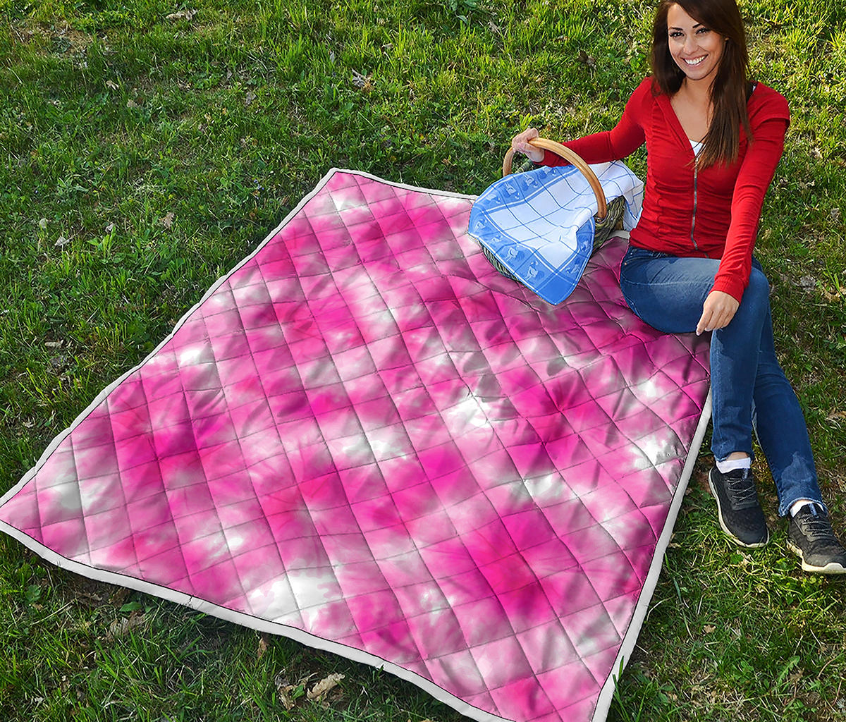 Pink Shibori Tie Dye Print Quilt