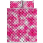 Pink Shibori Tie Dye Print Quilt Bed Set