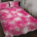 Pink Shibori Tie Dye Print Quilt Bed Set