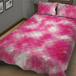 Pink Shibori Tie Dye Print Quilt Bed Set
