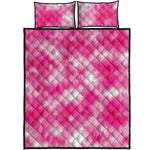 Pink Shibori Tie Dye Print Quilt Bed Set