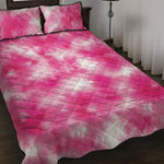 Pink Shibori Tie Dye Print Quilt Bed Set