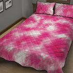 Pink Shibori Tie Dye Print Quilt Bed Set