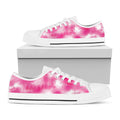 Pink Shibori Tie Dye Print White Low Top Sneakers