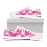 Pink Shibori Tie Dye Print White Low Top Shoes