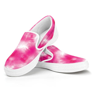 Pink Shibori Tie Dye Print White Slip On Shoes