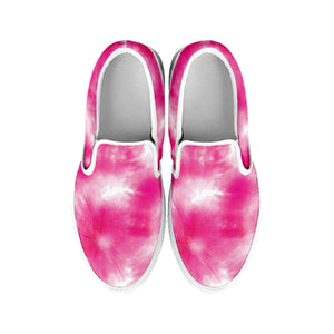 Pink Shibori Tie Dye Print White Slip On Shoes