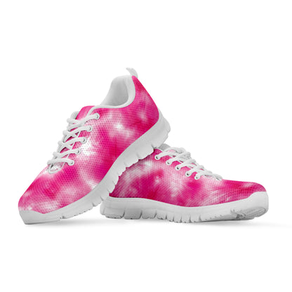 Pink Shibori Tie Dye Print White Sneakers