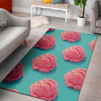Pink Strawberry Ice Cream Print Area Rug