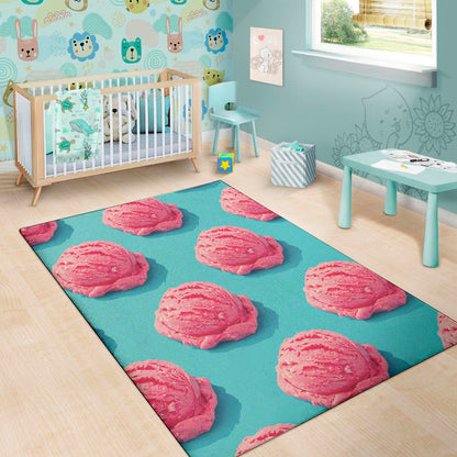 Pink Strawberry Ice Cream Print Area Rug