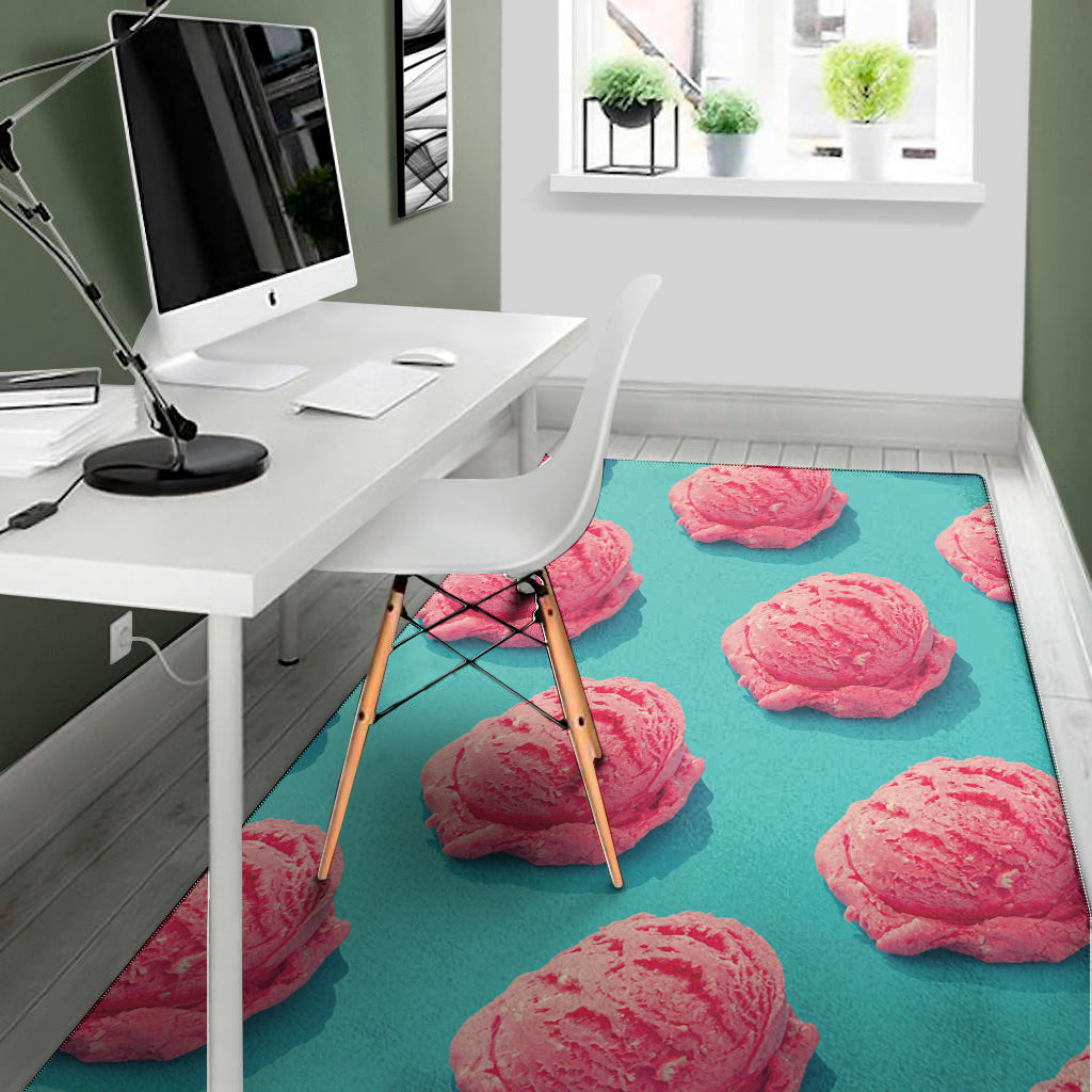 Pink Strawberry Ice Cream Print Area Rug