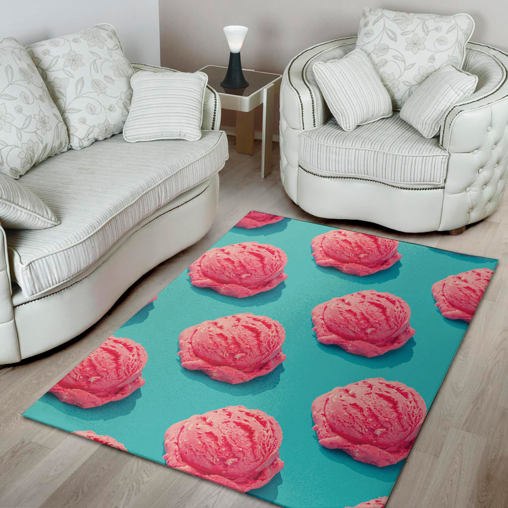 Pink Strawberry Ice Cream Print Area Rug