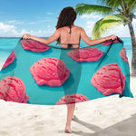 Pink Strawberry Ice Cream Print Beach Sarong Wrap