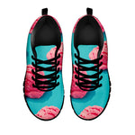 Pink Strawberry Ice Cream Print Black Sneakers