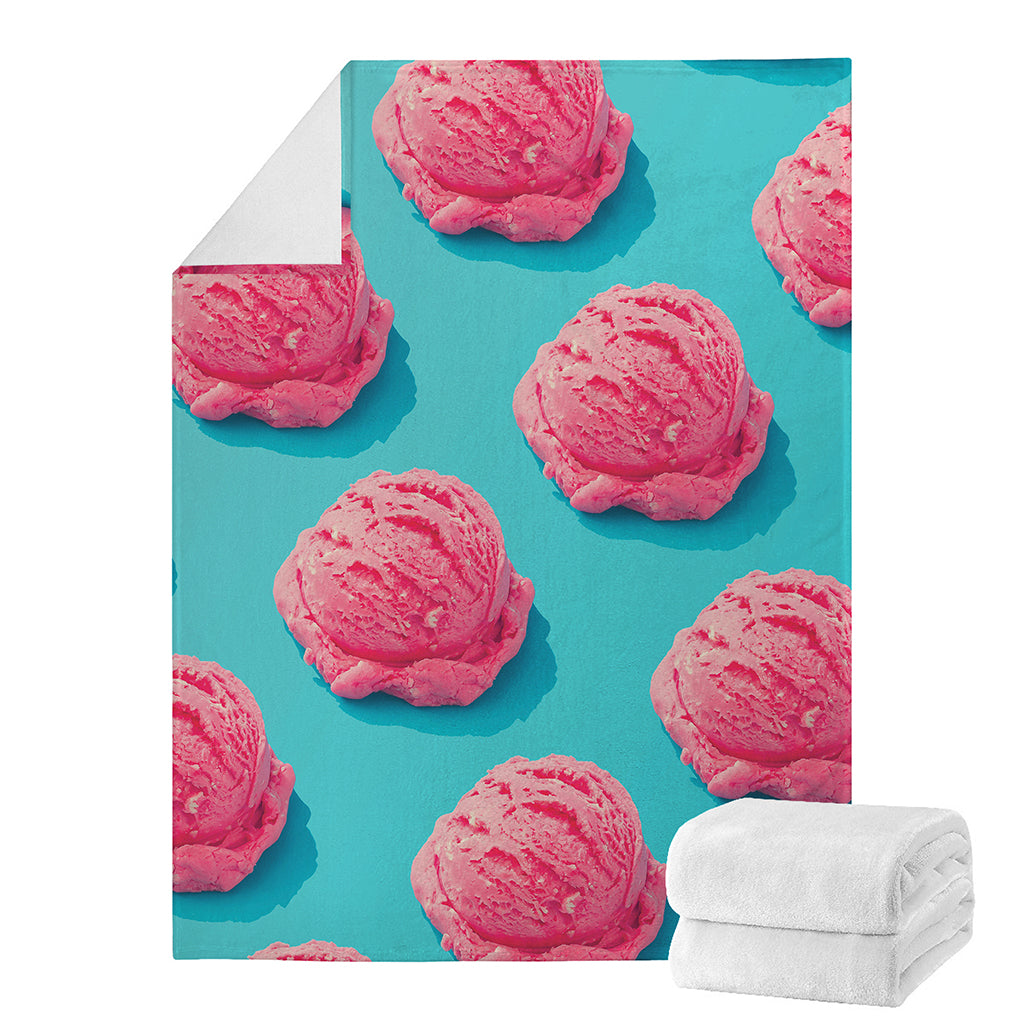 Pink Strawberry Ice Cream Print Blanket