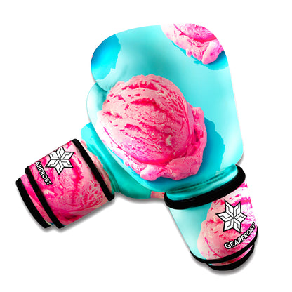 Pink Strawberry Ice Cream Print Boxing Gloves