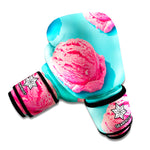 Pink Strawberry Ice Cream Print Boxing Gloves