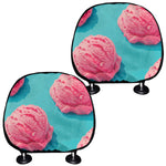 Pink Strawberry Ice Cream Print Car Headrest Covers