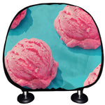 Pink Strawberry Ice Cream Print Car Headrest Covers
