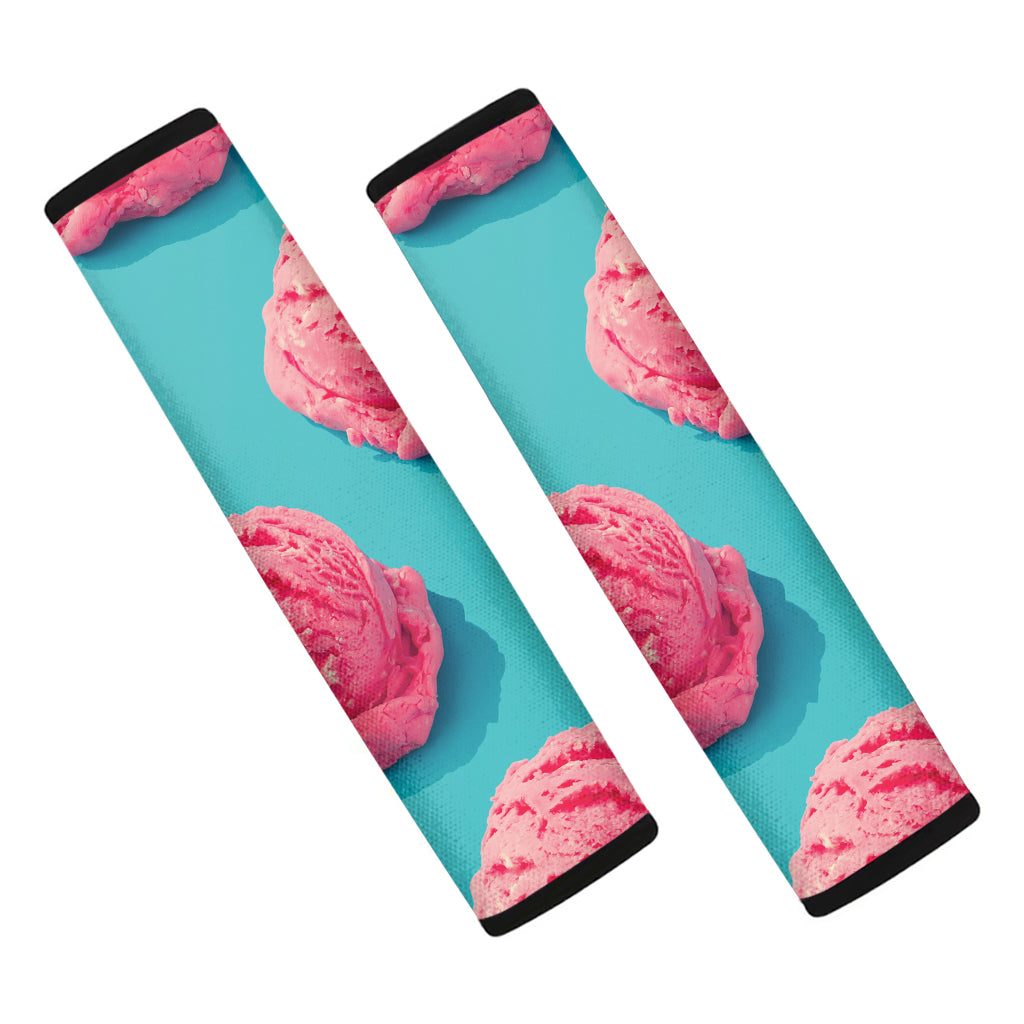 Pink Strawberry Ice Cream Print Car Seat Belt Covers