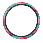 Pink Strawberry Ice Cream Print Car Steering Wheel Cover