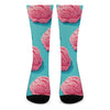 Pink Strawberry Ice Cream Print Crew Socks