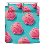 Pink Strawberry Ice Cream Print Duvet Cover Bedding Set