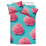 Pink Strawberry Ice Cream Print Duvet Cover Bedding Set
