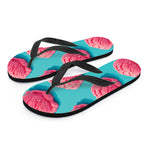 Pink Strawberry Ice Cream Print Flip Flops