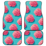 Pink Strawberry Ice Cream Print Front and Back Car Floor Mats