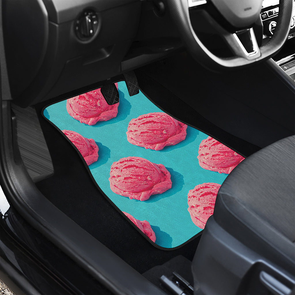 Pink Strawberry Ice Cream Print Front and Back Car Floor Mats