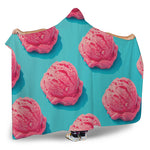 Pink Strawberry Ice Cream Print Hooded Blanket