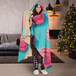 Pink Strawberry Ice Cream Print Hooded Blanket