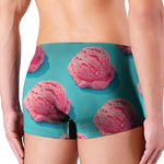 Pink Strawberry Ice Cream Print Men's Boxer Briefs