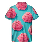Pink Strawberry Ice Cream Print Men's Short Sleeve Shirt
