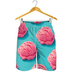 Pink Strawberry Ice Cream Print Men's Shorts