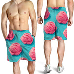 Pink Strawberry Ice Cream Print Men's Shorts