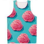 Pink Strawberry Ice Cream Print Men's Tank Top