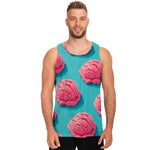 Pink Strawberry Ice Cream Print Men's Tank Top