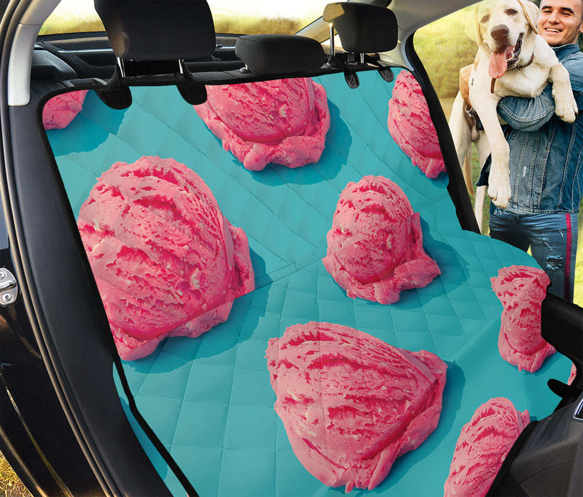 Pink Strawberry Ice Cream Print Pet Car Back Seat Cover