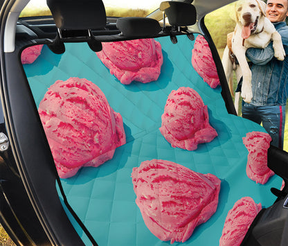 Pink Strawberry Ice Cream Print Pet Car Back Seat Cover
