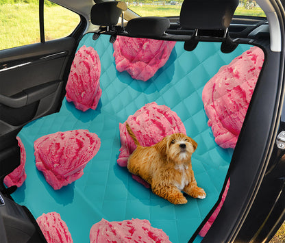 Pink Strawberry Ice Cream Print Pet Car Back Seat Cover