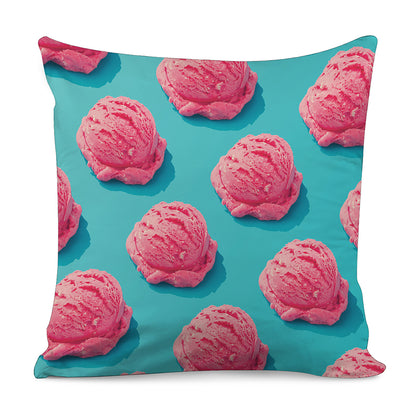 Pink Strawberry Ice Cream Print Pillow Cover