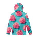 Pink Strawberry Ice Cream Print Pullover Hoodie
