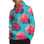 Pink Strawberry Ice Cream Print Pullover Hoodie